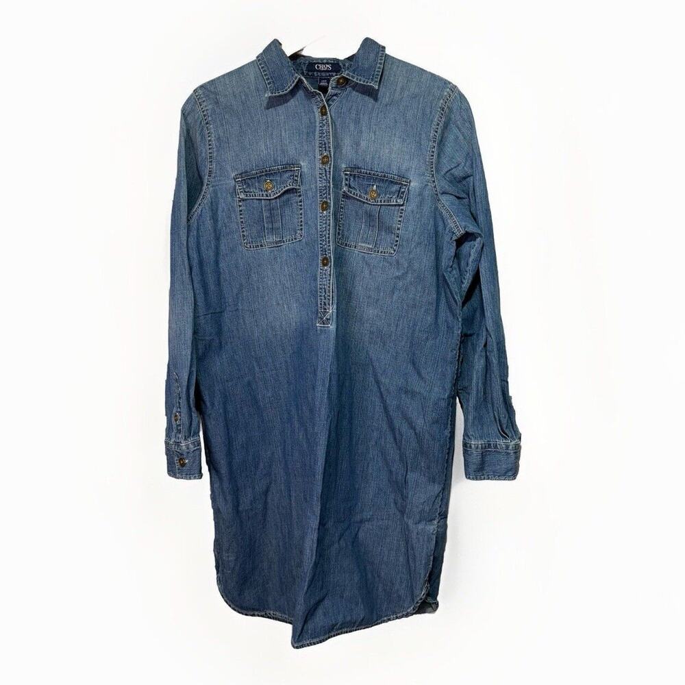 Chaps Blue Denim Shirt Dress Women’s Size XL Casual Preppy